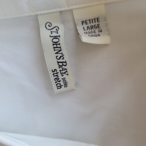 Womens White Collared Blouse Button Up St. Johns Bay - Picture 3 of 7
